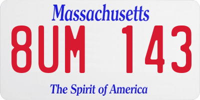 MA license plate 8UM143
