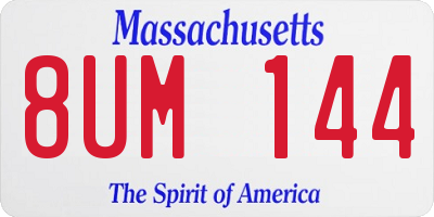 MA license plate 8UM144