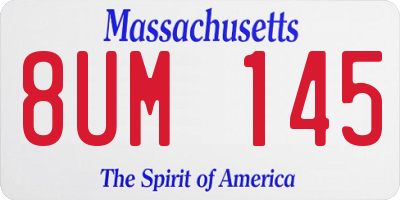 MA license plate 8UM145