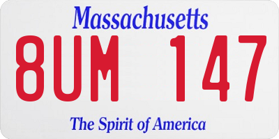 MA license plate 8UM147