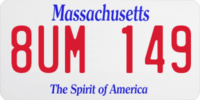 MA license plate 8UM149
