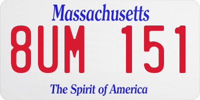 MA license plate 8UM151