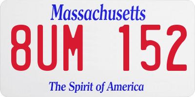 MA license plate 8UM152