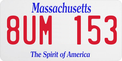 MA license plate 8UM153