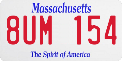 MA license plate 8UM154