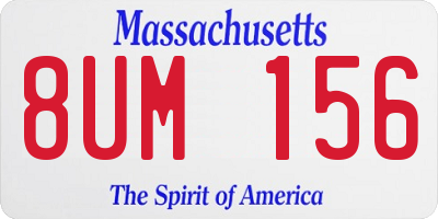 MA license plate 8UM156