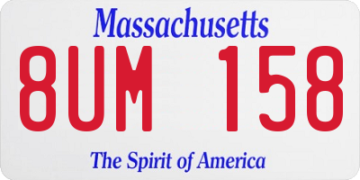 MA license plate 8UM158