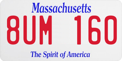 MA license plate 8UM160