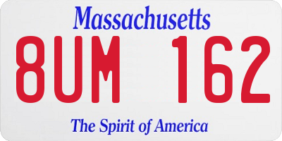 MA license plate 8UM162
