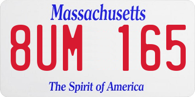 MA license plate 8UM165