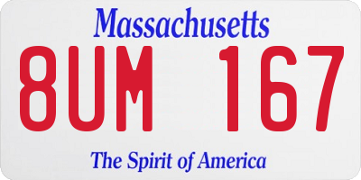 MA license plate 8UM167