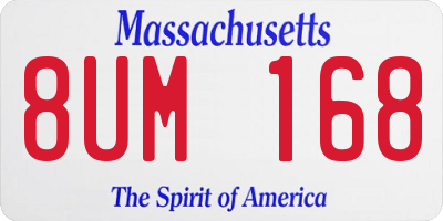 MA license plate 8UM168