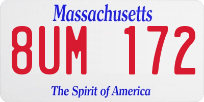 MA license plate 8UM172
