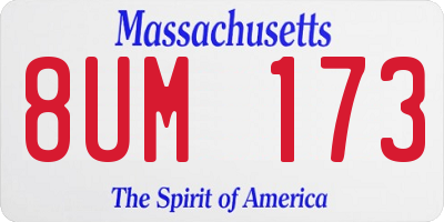 MA license plate 8UM173