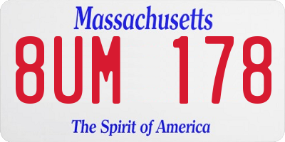 MA license plate 8UM178