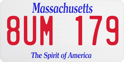 MA license plate 8UM179