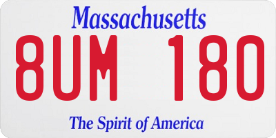 MA license plate 8UM180