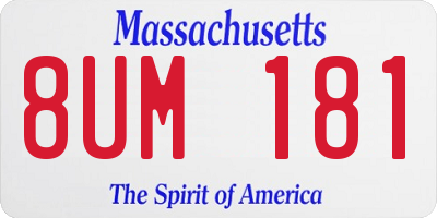 MA license plate 8UM181