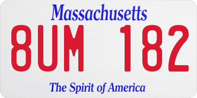 MA license plate 8UM182