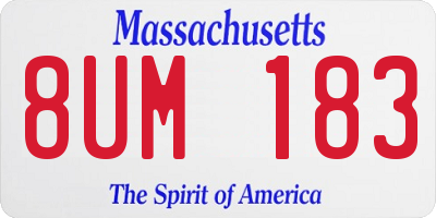 MA license plate 8UM183