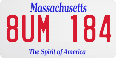 MA license plate 8UM184