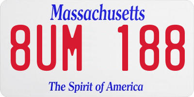 MA license plate 8UM188