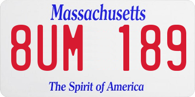 MA license plate 8UM189