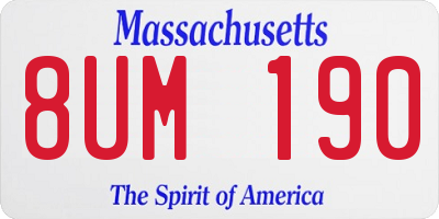 MA license plate 8UM190