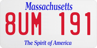 MA license plate 8UM191