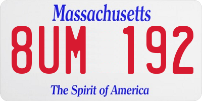 MA license plate 8UM192