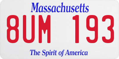 MA license plate 8UM193