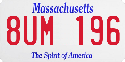 MA license plate 8UM196