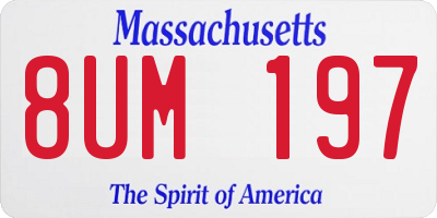 MA license plate 8UM197