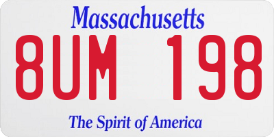 MA license plate 8UM198