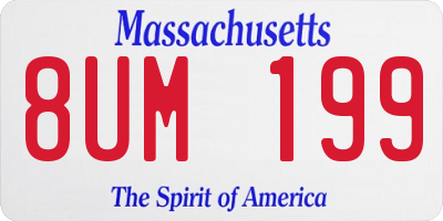 MA license plate 8UM199