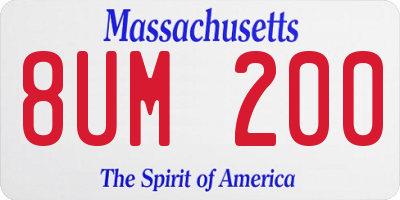 MA license plate 8UM200
