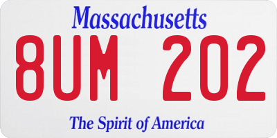 MA license plate 8UM202