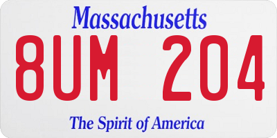 MA license plate 8UM204