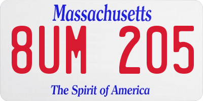 MA license plate 8UM205