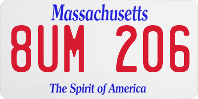MA license plate 8UM206