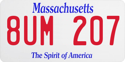MA license plate 8UM207