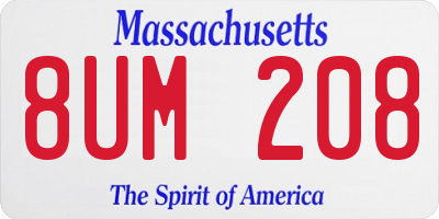 MA license plate 8UM208