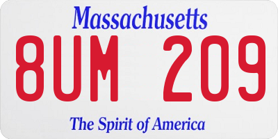 MA license plate 8UM209