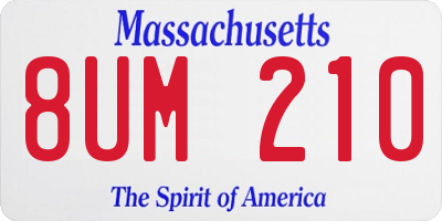 MA license plate 8UM210