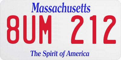 MA license plate 8UM212