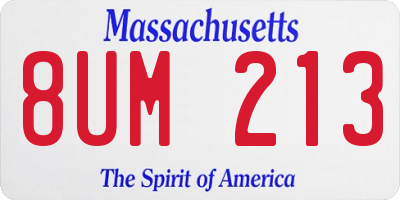 MA license plate 8UM213