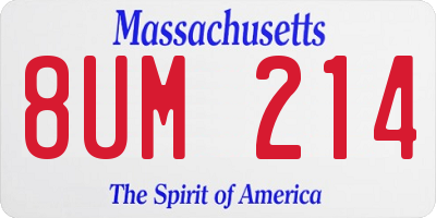 MA license plate 8UM214