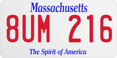 MA license plate 8UM216