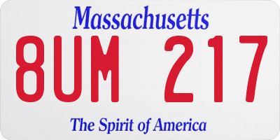 MA license plate 8UM217