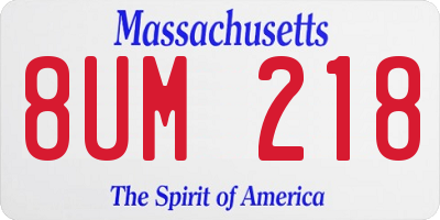 MA license plate 8UM218